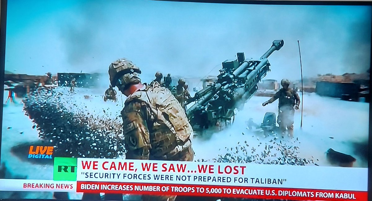 Urwajunaid's tweet photo. Russian TV satirical attack on US-NATO alliance
 We Came, We Saw, We Lost 
#America #Taliban #Afghanistan #Russian #PakistanIndependenceDay #Kabul #طالبان_تنتصر #أفغانستان #TalibanChallenge #CIA #NarendraModi #RAW #Taliban https://t.co/g0i3ljpnD5