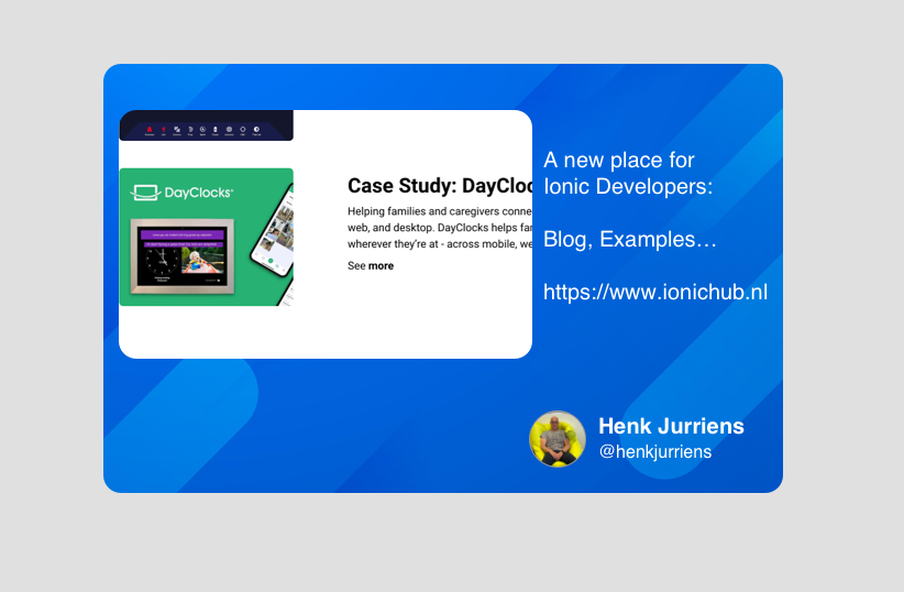 henkjurriens's tweet photo. https://t.co/95BD2Xx9lF is mentioned as a case study at https://t.co/98NSZp1ks6 @Ionicframework https://t.co/QFSqXFIKor #webnative #dementia https://t.co/snXd1NXNkk