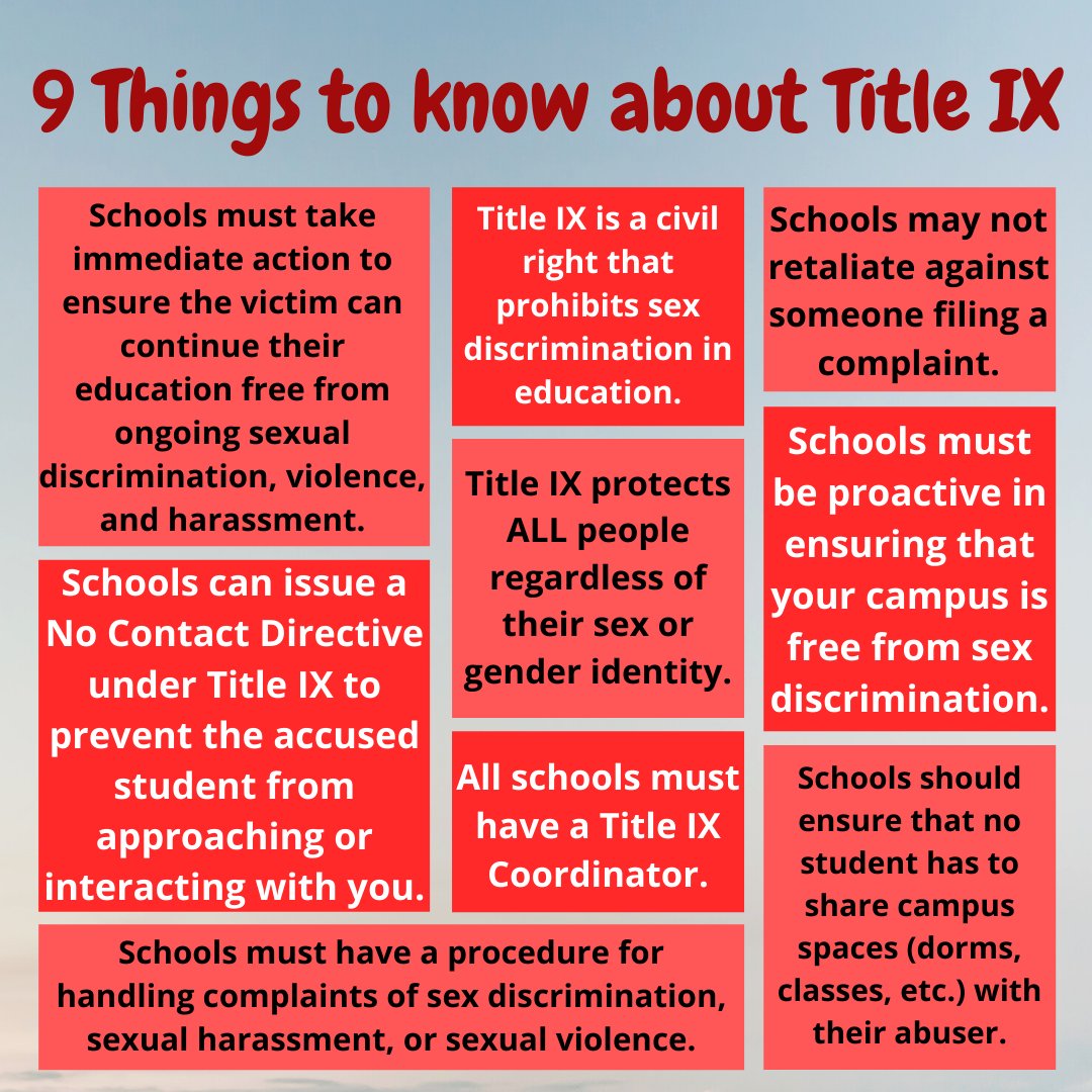 wu_sats's tweet photo. Know your IX. It is important to know your rights and how you are protected on your college campus. If you want to learn more about your Title IX rights, feel free to contact our office! 
#knowyourIX #TitleIX #campussafety #wuova #winthropuniversity https://t.co/v199Npk6Gm