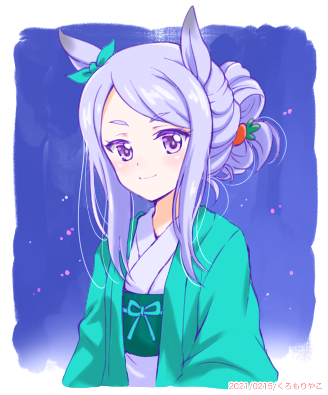 mejiro mcqueen (umamusume) 1girl animal ears solo japanese clothes horse ears kimono purple eyes  illustration images