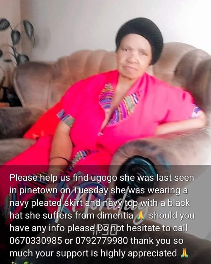 niqita11's tweet image. Plz share this post kwanele granny is missing last seen in pinetown