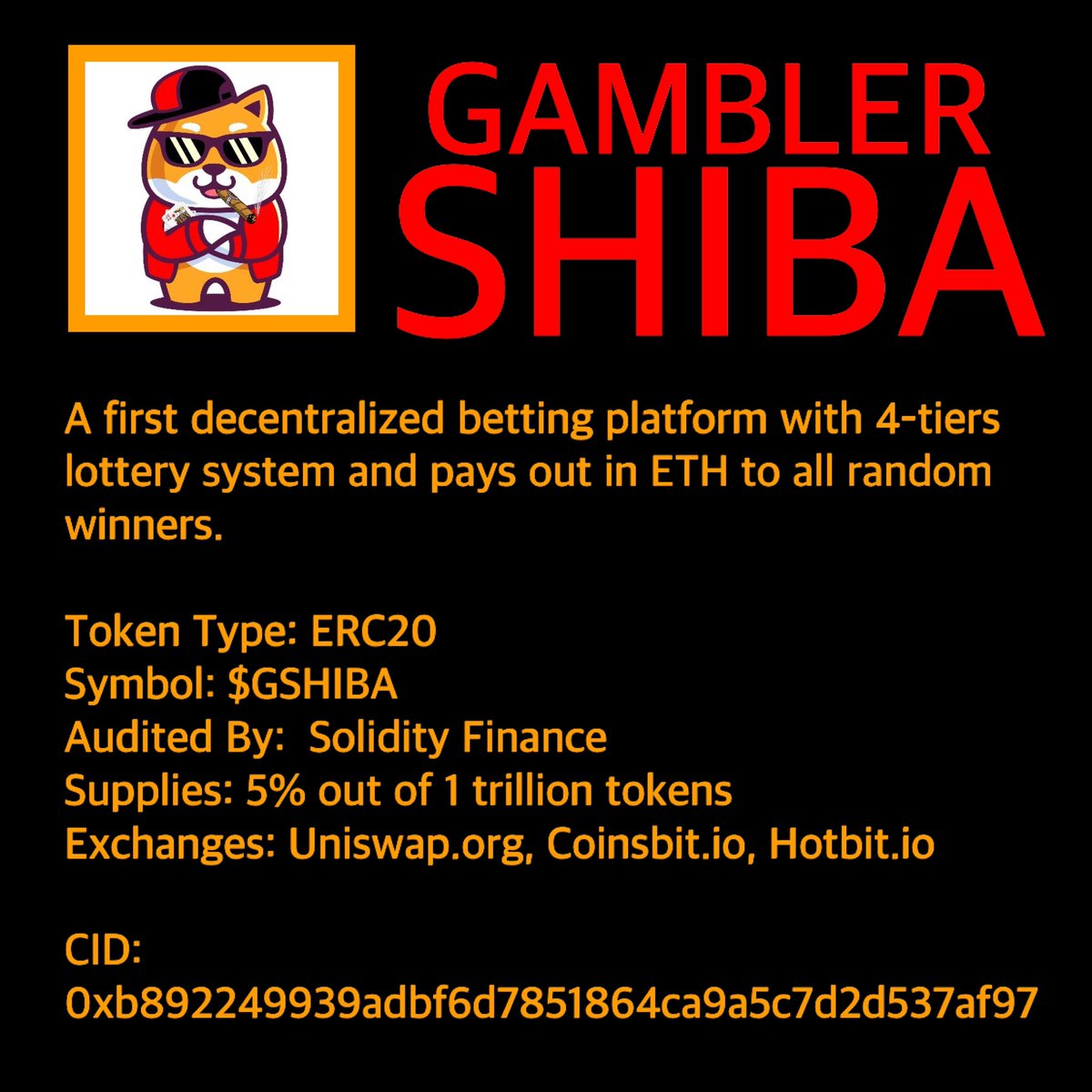khisterone's tweet image. If you’re haven’t on board, I don’t know what’s holding you back.  @GamblerShiba will disrupt the gambling industry and will brings shockwave to the #Crypto space. The lottery system has been a great treat for me.  #GSHIBA #passiveincome #ETH