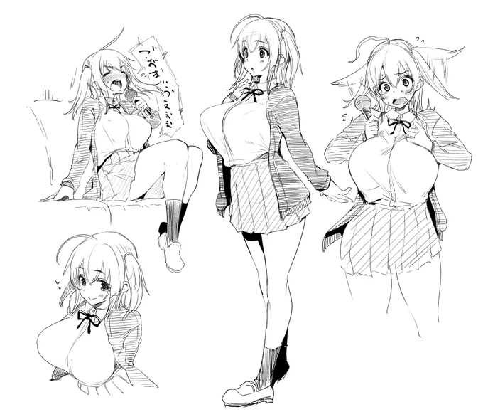 絵の調整のため大昔に描いたエロ漫画のキャラを使って落書き 