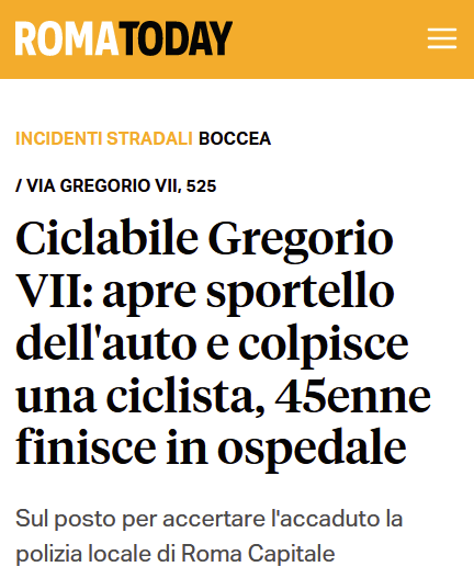 MercurioPsi's tweet photo. @EmpoliRossella @carlabrandolini Sulla nuova "ciclabile" a #GregorioVII già un paio d'incidenti.. https://t.co/s548SNsHOt