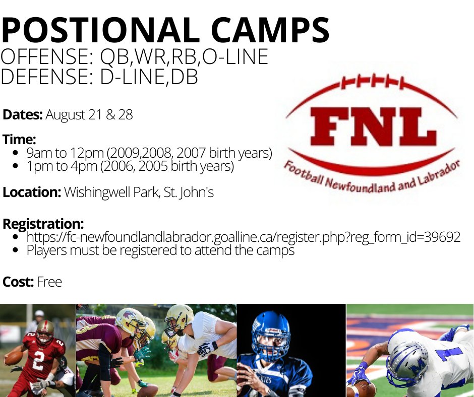 FNL will be offering Positional Camps on August 21 &amp; 28th!