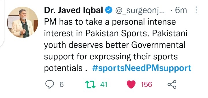 ZainUlAbidinS11's tweet photo. Thank you @_surgeonjaved
For supporting us.
#SportsNeedPMSupport #Pakistan https://t.co/WDiUUmPzlw