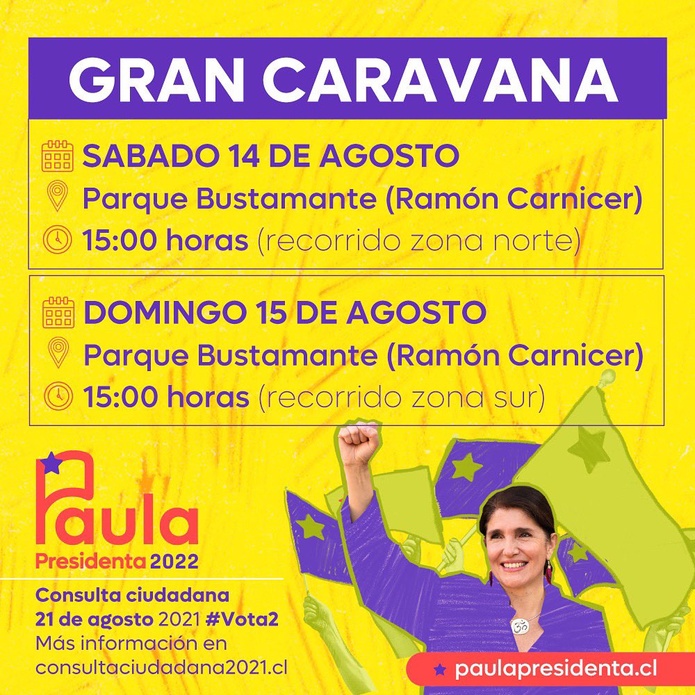 StgoconPaula's tweet photo. Nos vemos a las 15:00 horas, en Ramón Carnicer con Santa Isabel!! Te esperamos con tu bandera!! #PaulaPresidenta https://t.co/b3MUlIcT4b