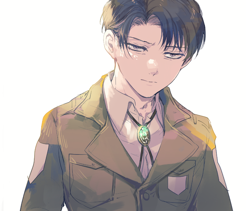 levi (shingeki no kyojin) 1boy male focus solo black hair curtained hair jacket paradis military uniform  illustration images