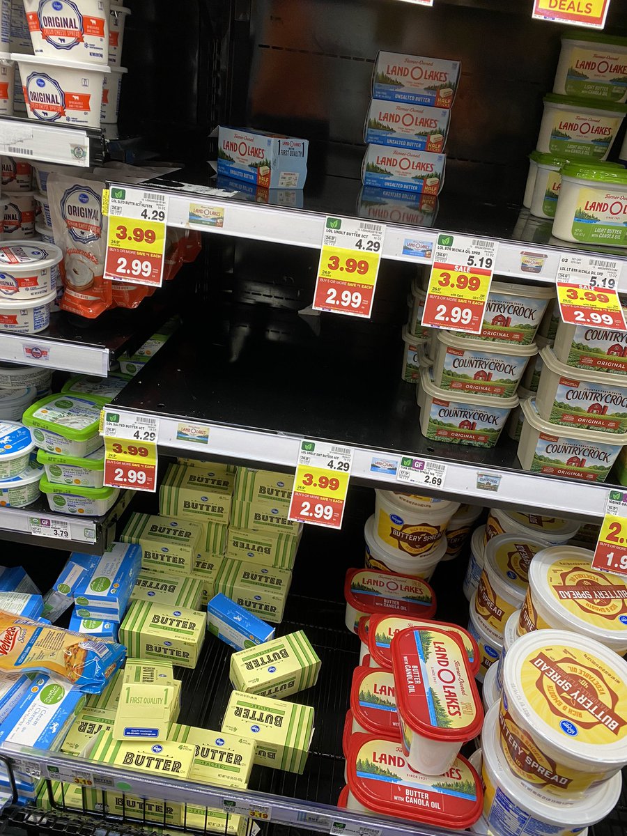 JuliaOlson's tweet photo. Just another day shopping @kroger. Have the salsa I want? Half and half? Unsalted butter? OJ? NOPE! You’re lucky to get half of your shopping list. https://t.co/GvKAluIMOY