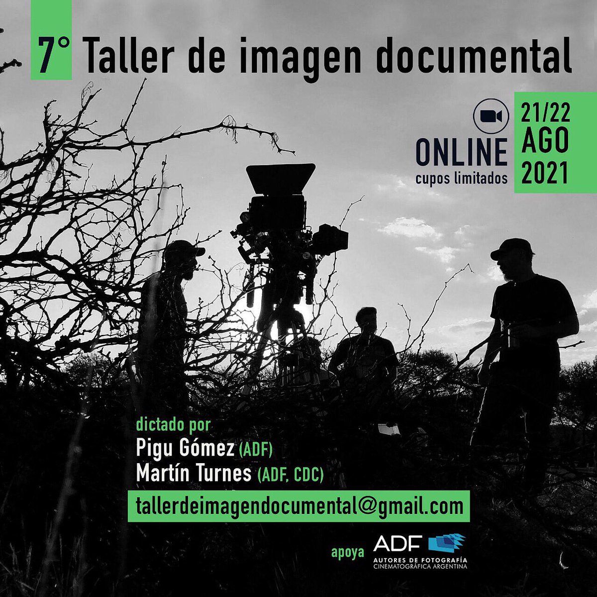 martinturnes's tweet photo. 🔥 PRÓXIMO FINDE
🎥 7mo Taller de Imagen Documental ONLINE 
🎬 Dictado por @Pigu_Gomez y @martinturnes con el apoyo de @AdFcine
⚠️ 20 y 21 de Agosto 2021
📲 Consultas: tallerdeimagendocumental@gmail.com

#cine #documental #cinematography #cinematographer #cinefotografo #DoP https://t.co/DWe2IOC5SB
