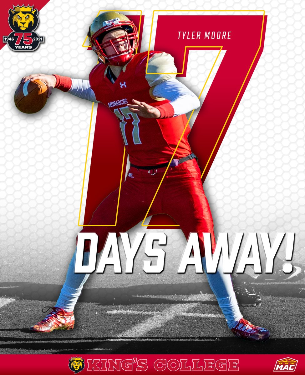 KingsMonarchs's tweet photo. COUNTDOWN | 17 days away...

Can't wait to see the Monarchs back out there!

#MonarchNation #EarnTheCrown @KingsCollegeFB https://t.co/VVs3CjsGUu