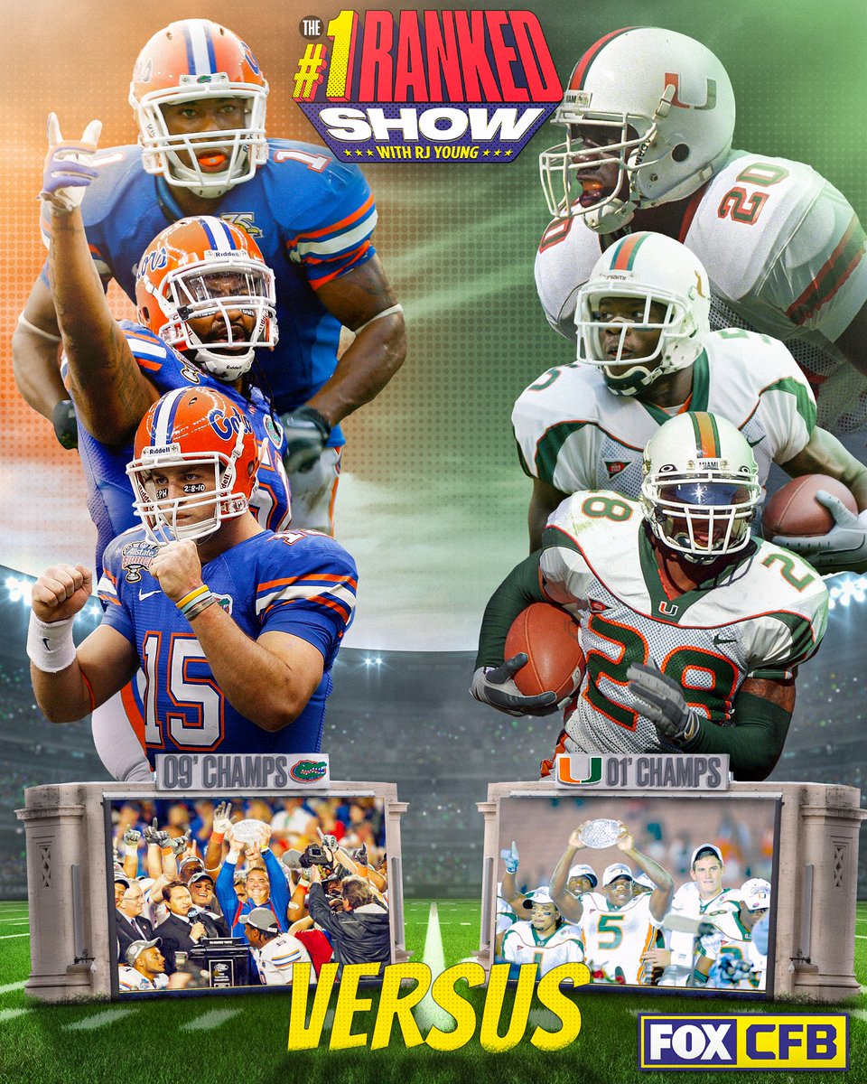 numberoneshow's tweet photo. The battle of the sunshine state! ☀️

Who would win a versus battle between the '09 @GatorsFB team and the '01 @CanesFootball team??

LIKE for @GatorsFB 
RT for @CanesFootball 

🔗: https://t.co/db2gQjCIyU https://t.co/7WK3BlgQ6G