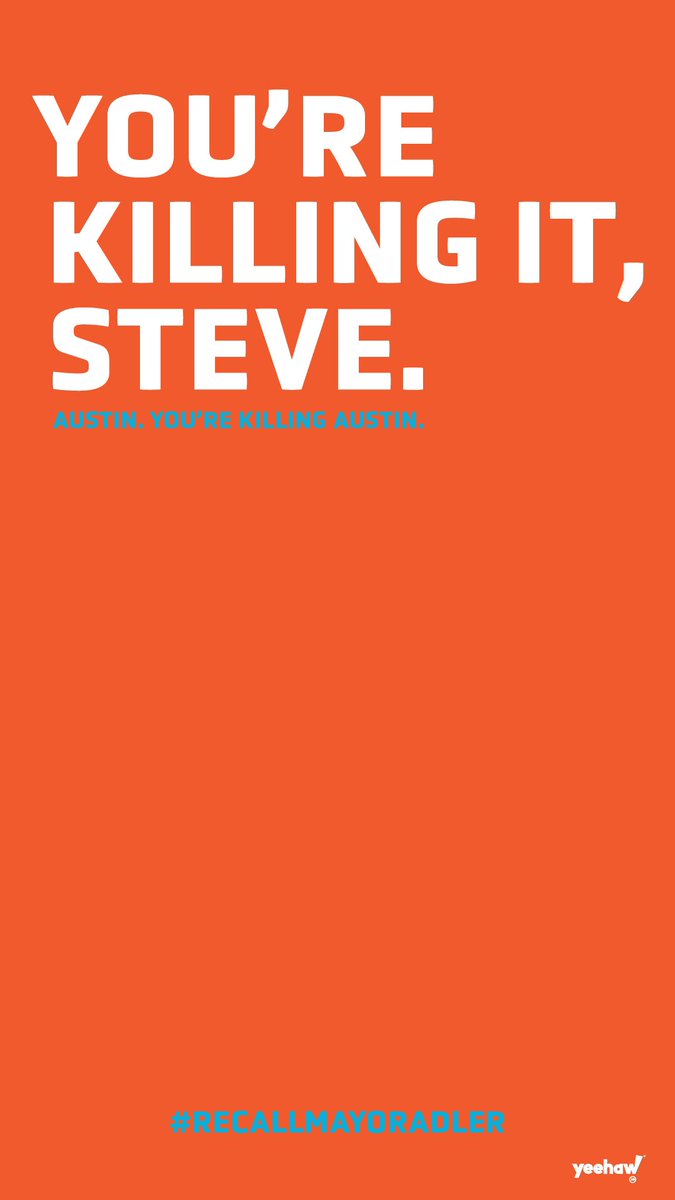 AtxYeehaw's tweet photo. @MayorAdler Steve, there’s only one way to keep our community and economy safe, and the answer is that you and your cohorts have got to go. #nocredentials #youworkforus #killingaustin https://t.co/caNi0f9FSU