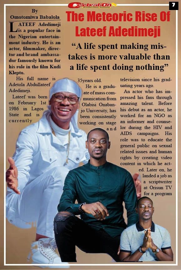 agbede's tweet image. Celebration International Magazine stands for Lateef Adedimeji @lateef Adedimeji