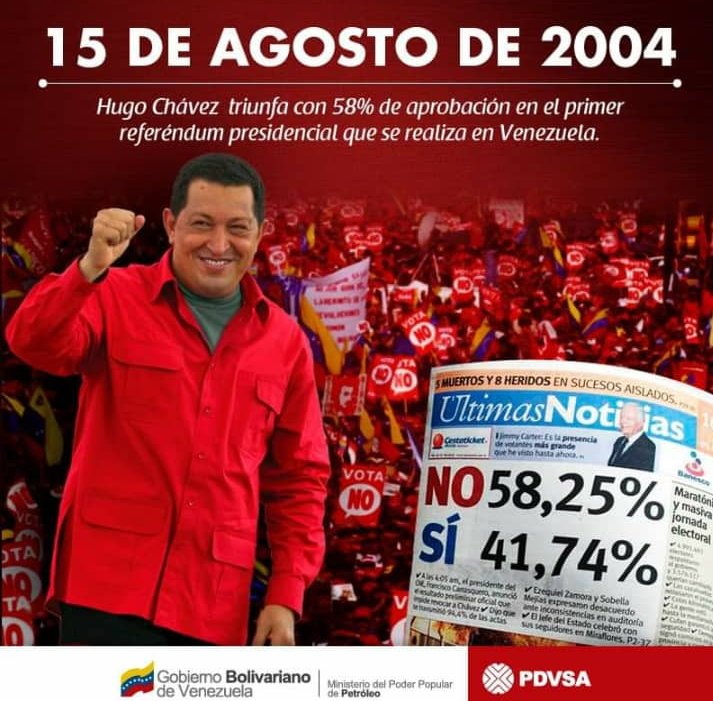 Recordando el triunfo, referéndum a Chavez, se afianzó el chavismo
#DialogoPorLaPaz
@Mippcivzla @JRodriguezPSUV_ 
@beatriz77748