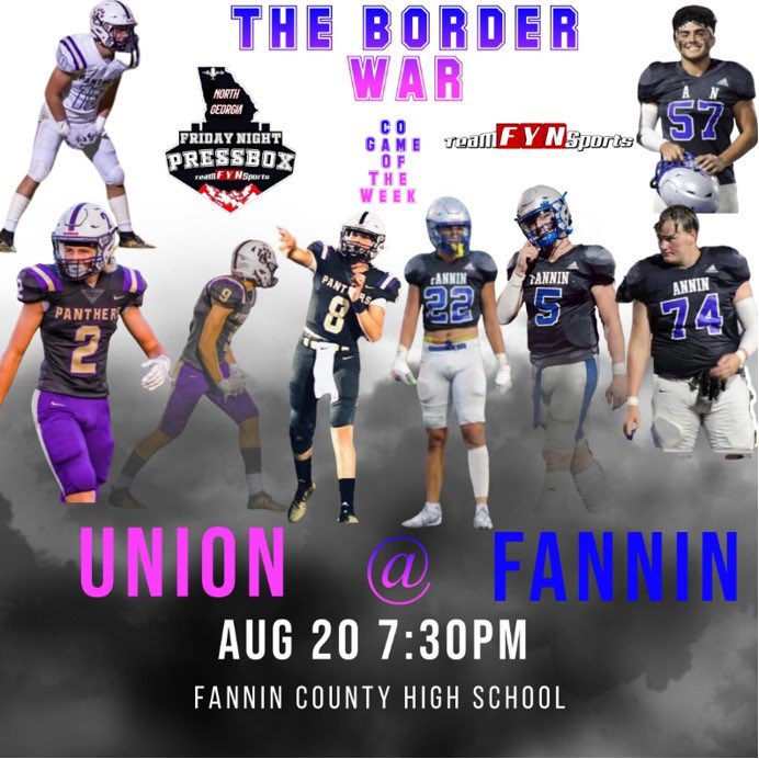 Our 1st North Georgia Game Of The Week takes us to Blue Ridge Friday Night for the 30th all time meeting between <a href="/unioncofootball/">UC Football</a> and <a href="/Fannincountyfb/">Fannin County Football</a>. Union leads the all time series 15-14.Union has won 8 of the last 10. Fannin did win last season. Looking to make it 2 in a row.