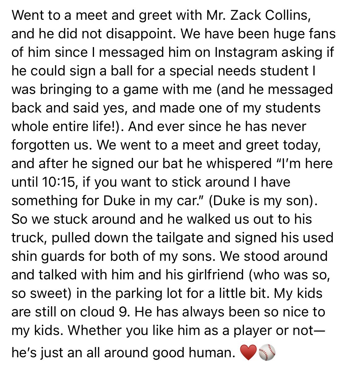 SoxOn35th's tweet photo. This is an awesome story. Props to @zackcollins0 👏👏👏

(via Olivia Scott/Facebook) https://t.co/IUsoEvWLLu