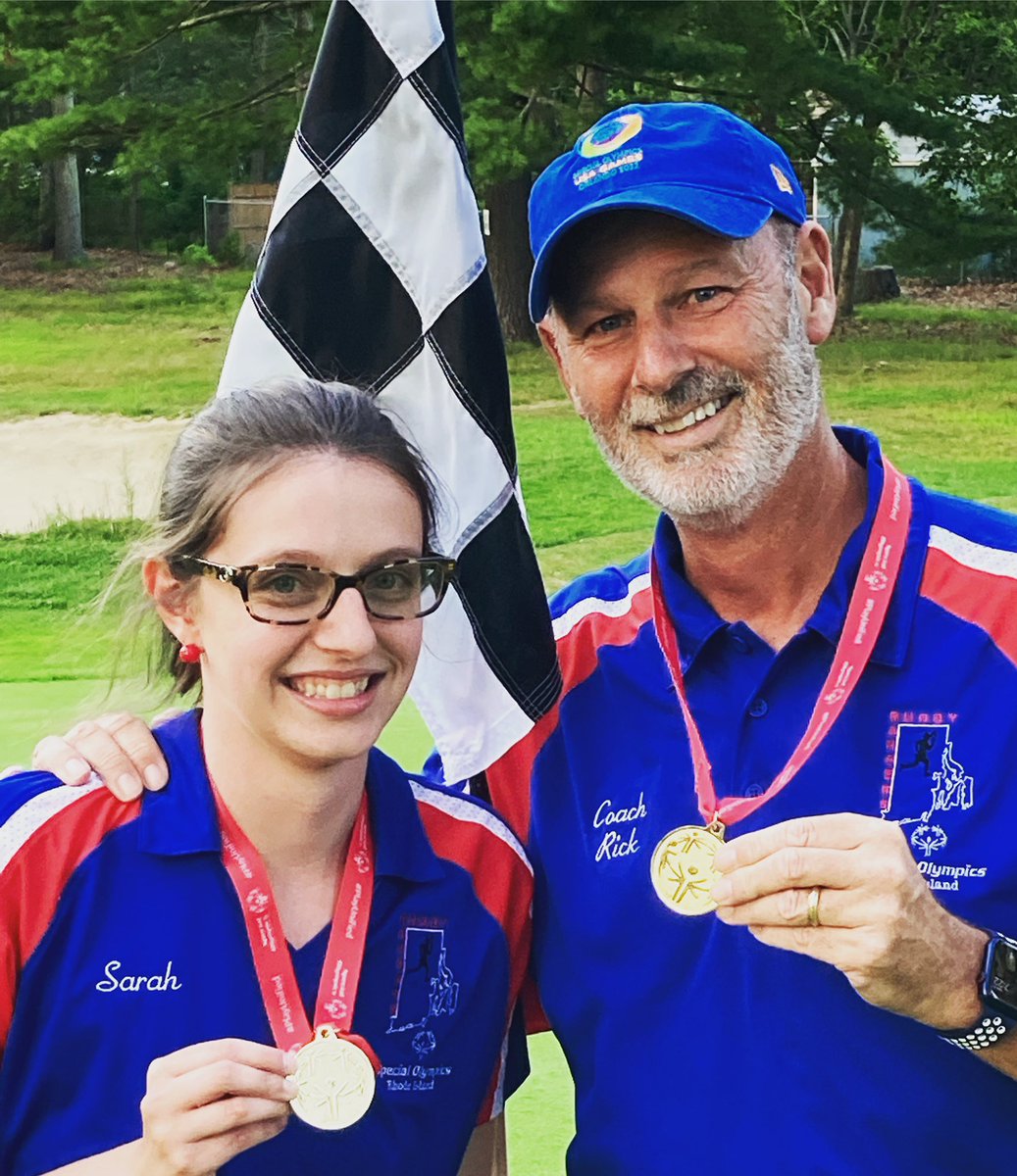 RickLaBreche's tweet photo. Wrapped up another amazing @SORhodeIsland golf season. My daughter Sarah and I won GOLD medals in our division. So proud to be her unified partner. #acceptance #inclusion #Respect https://t.co/9LnurqGeNy