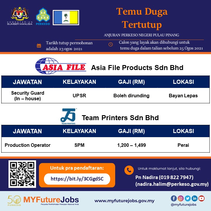 تويتر Myfuturejobs على تويتر Temu Duga Dalam Talian Anjuran Pejabat Perkeso Pulau Pinang Dengan Kerjasama 1 Pkt Logistics M Sdn Bhd 2 Enza Zaden Asia Sdn Bhd 3 Penang Automation Cluster