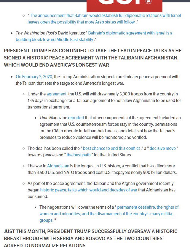 Frank Amari (@frankamari2) on Twitter photo <a href="/DonaldJTrumpJr/">Donald Trump Jr.</a> Check this out, folks!
Mysteriously deleted from the Republican Party’s website:
The terms of and praise for Donald Trump on his deal with the Taliban: <a href="/DonaldJTrumpJr/">Donald Trump Jr.</a> Check this out, folks!
Mysteriously deleted from the Republican Party’s website:
The terms of and praise for Donald Trump on his deal with the Taliban: