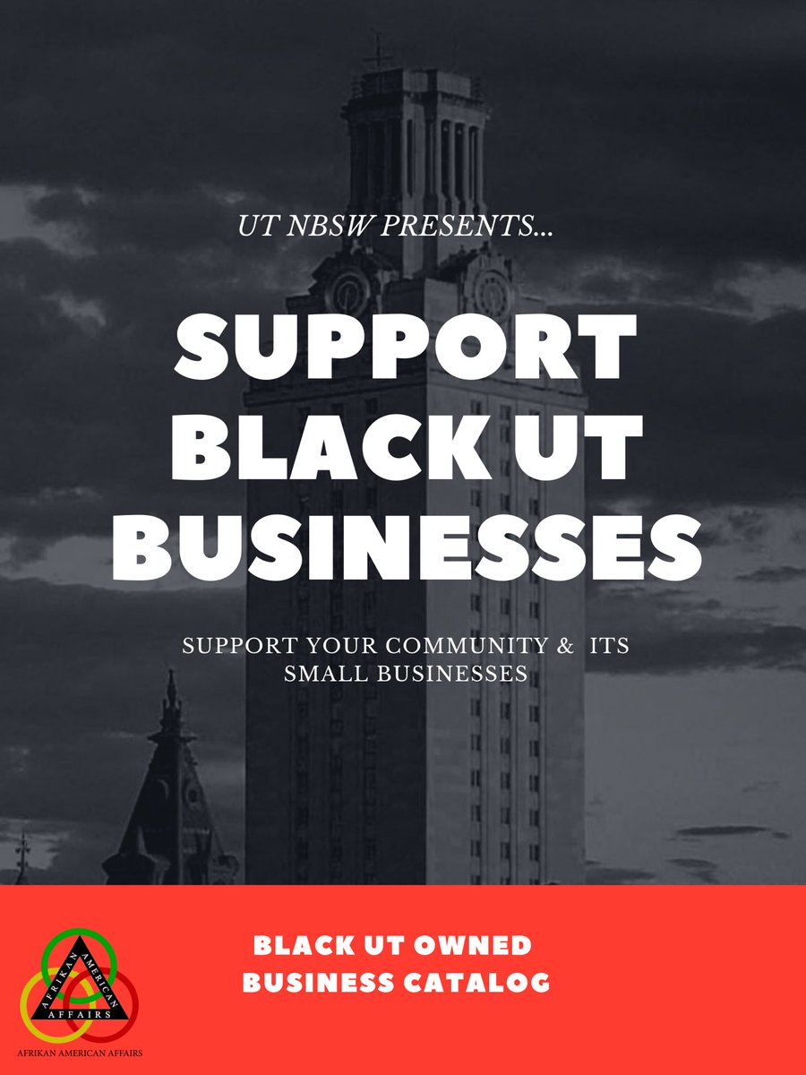utnbsw's tweet photo. UT NBSW PRESENTS THE BLACK UT BUSINESS DIRECTORY‼️

SUPPORT THESE TALENTED BUSINESS OWNERS &amp; THEIR WORK🤩🤩

Follow the link down below⬇️⬇️⬇️
https://t.co/fWZDCUYl9t

#UT25 #UT24 #UT23 #UT22 https://t.co/qlHLExzRRO