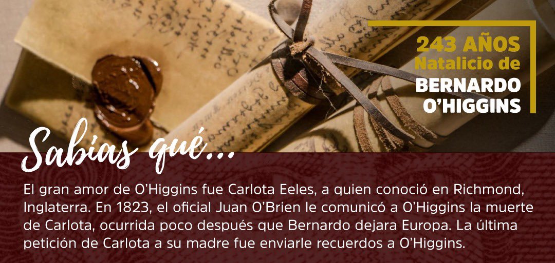 ¿𝐐𝐮𝐢𝐞𝐫𝐞𝐬 𝐬𝐚𝐛𝐞𝐫 𝐪𝐮𝐢é𝐧 𝐟𝐮𝐞 𝐞𝐥 𝐠𝐫𝐚𝐧 𝐚𝐦𝐨𝐫 𝐝𝐞 𝐁𝐞𝐫𝐧𝐚𝐫𝐝𝐨 𝐎’𝐇𝐢𝐠𝐠𝐢𝐧𝐬? 🧡

Aquí te lo contamos. #PadreDeLaPatria #NatalicioDeOHiggins