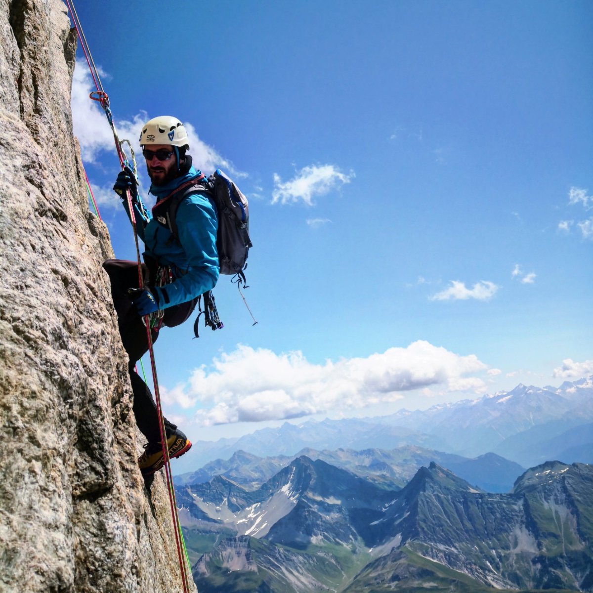 OstuniLab's tweet photo. Hanging on by a thread after climbing the "Teeth of the Giant", an iconic peak (4013 mt) in the Mont Blanc massif 🤟
#climbinglife #climber #mountains #alps #sky #clouds #adventure #outdoor #nature #adventure #montblanc #dentdugeant #courmayeur #rifugiotorino https://t.co/3ED6G9RC9G