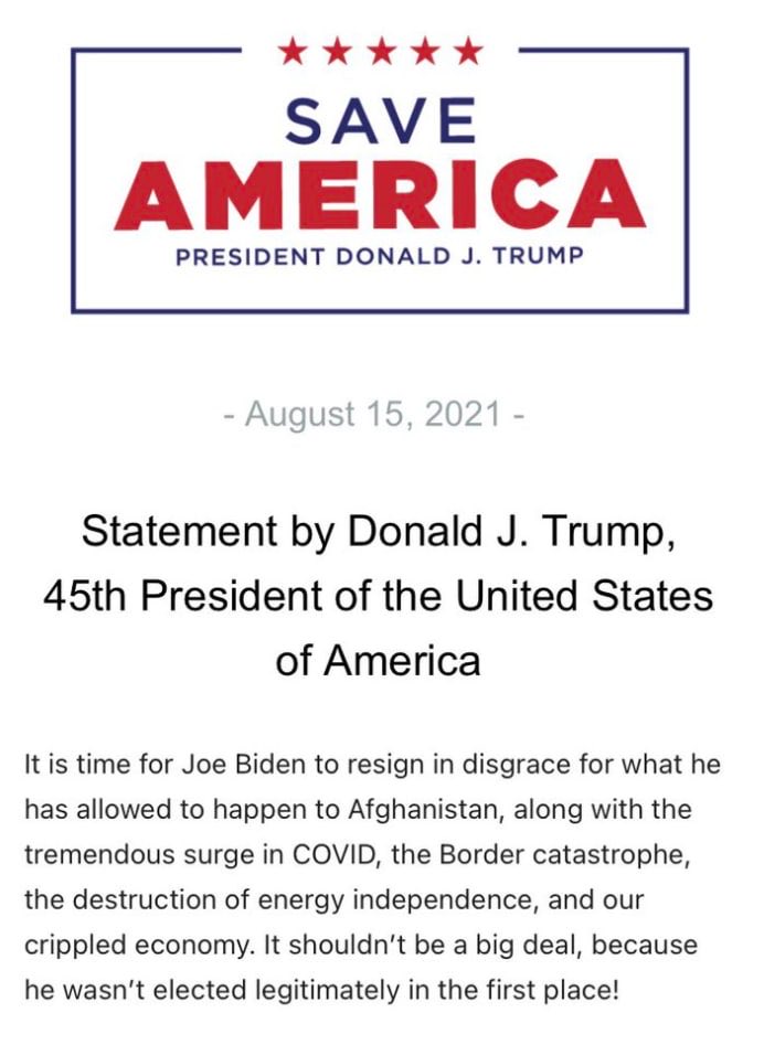 CarolAustera2's tweet photo. Trump calls on Biden to resign! https://t.co/5GzDaczeie