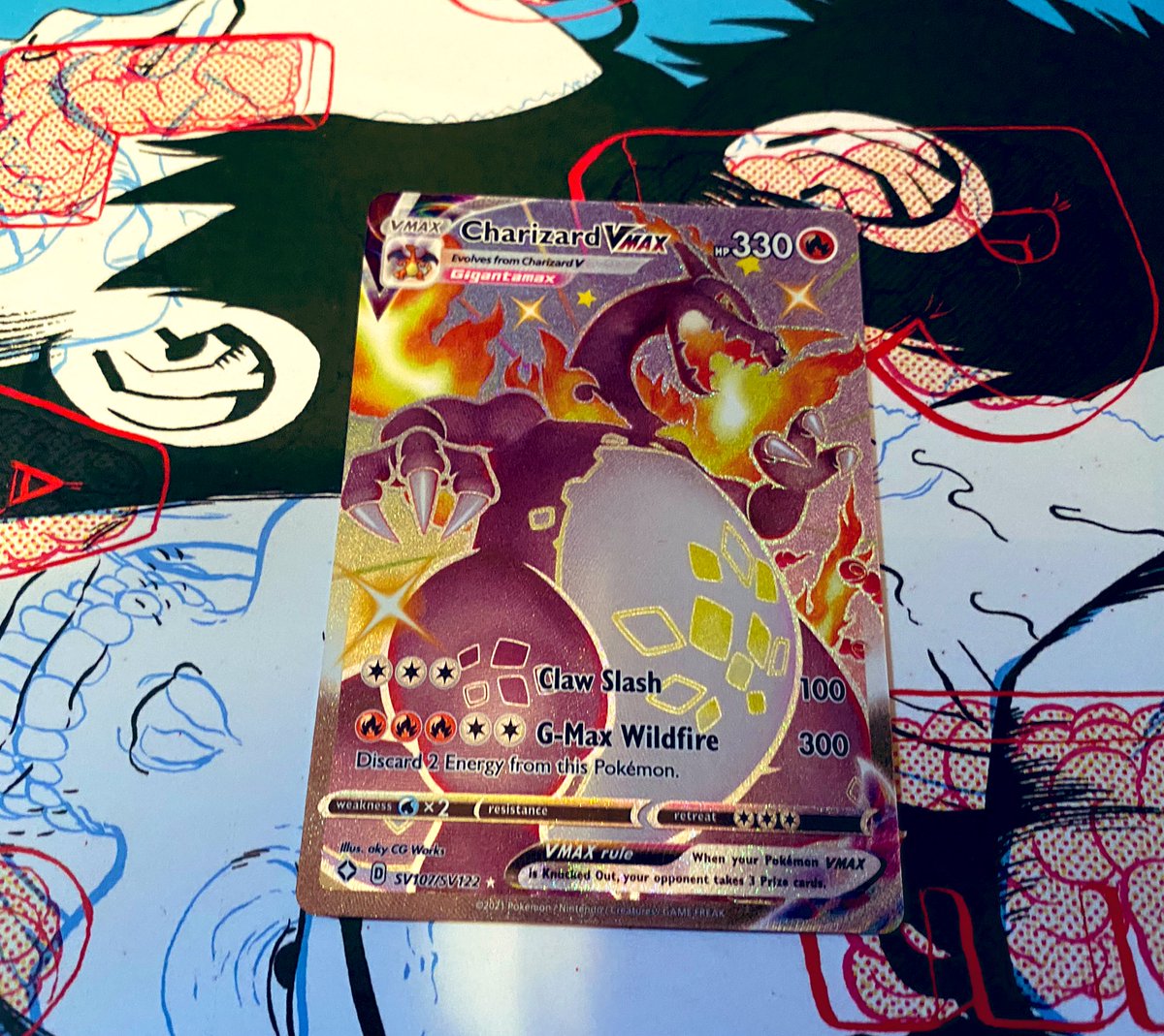 SinclairNorton's tweet photo. I DID IT!!! Out of my first Boltund V tin. God Damn!!!! #pokemon #pok #pokemoncommunity #PokemonTCG #charizard #shinypokemon #shinycharizardvmax https://t.co/LgeDdiWwzk