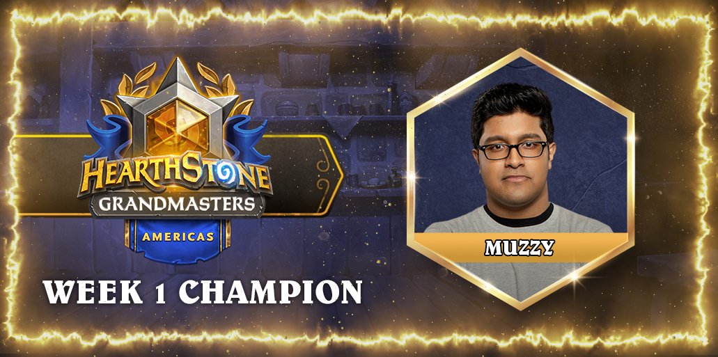 Muzzy Hearthstone Grandmasters Week 1 Americas Champion - Image by Blizzard
