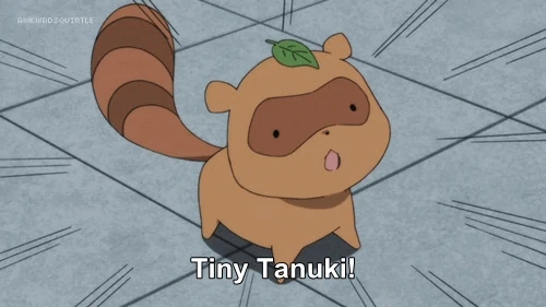 Tanuki (or racoon dogs) are very famous animals in Japan. Btw, they are classified as dogs, not as racoons!

"I'm not a tanuki!" is something similar to a meme in Japanese media. If sb is animal-like, round, cute and small, they'll be called "tanuki" like Doraemon or Chopper. 2/3 