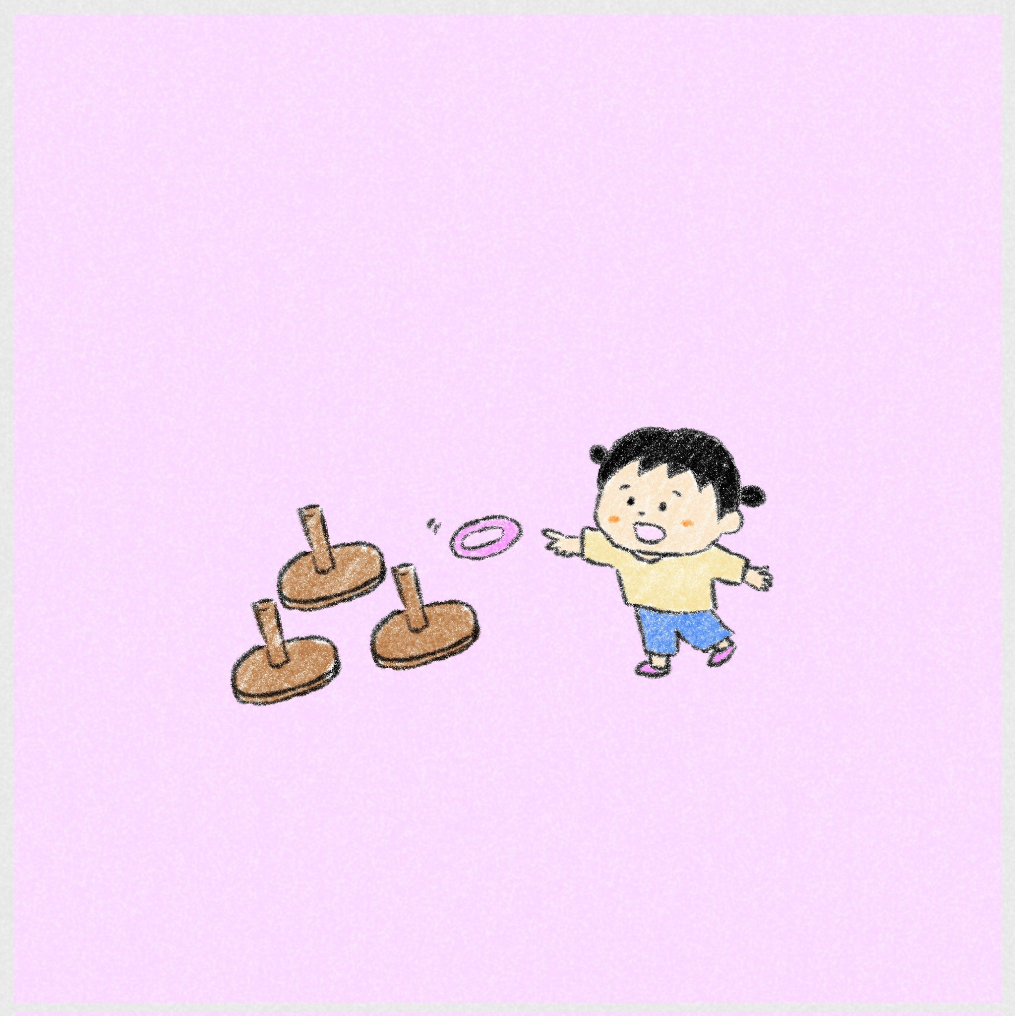 Yuue 駄菓子 屋さんの輪投げに挑戦した娘ちゃん 3つも成功して大満足 サービスでたくさん投げさせてくれたお姉さん ありがとう イラスト好きな人と繋がりたい イラスト 育児漫画 イラスト王国 イラスト好きさんと繋がりたい 子育て漫画 ゆるい