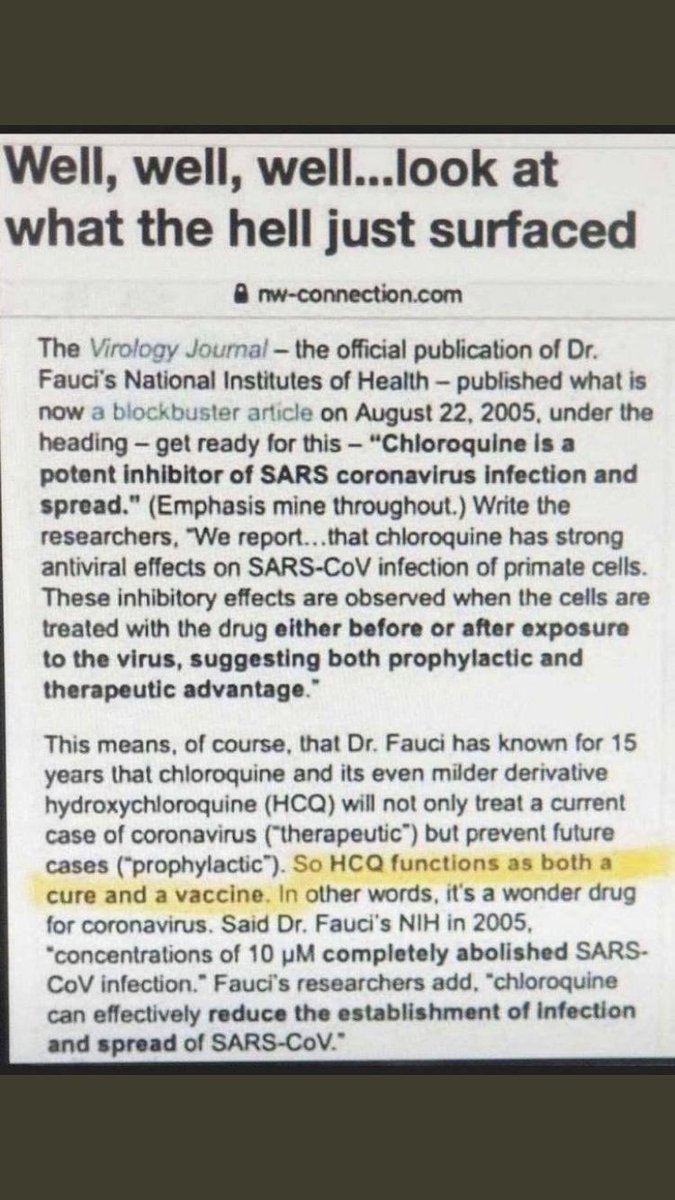 All this time HCQ was effective and Fauci KNEW IT!  

#NotLettingItGo #HCQworks #TheyWillAllPay