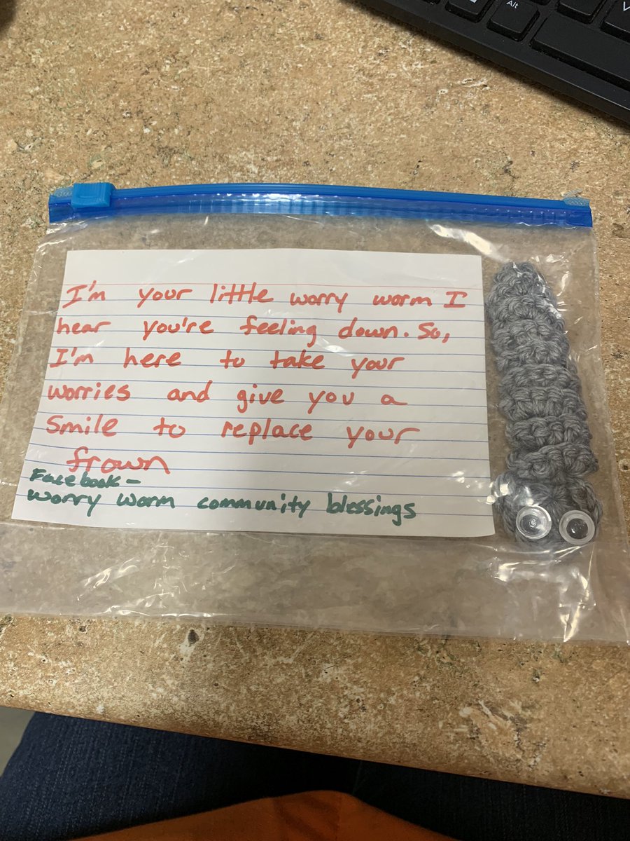 Wanted to share my blessings with you guys.  While on my adventure, ( Cart Walk). I stumbled upon a worry worm.  Amazing people out there, that knows how to make a priceless smile on strangers faces. Thank You! @Jakeramirez327 @santana559345