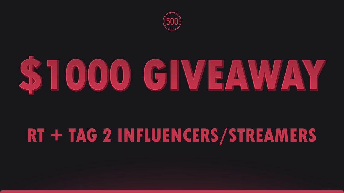 500Casino's tweet image. $1000 GIVEAWAY

We're looking to sponsor medium-sized influencers to showcase our casino!

In order to enter: 
Retweet &amp;amp; tag 2 influencers/streamers you think we should work with in the future

$333.33 will be given each to the winner and the 2 influencers.