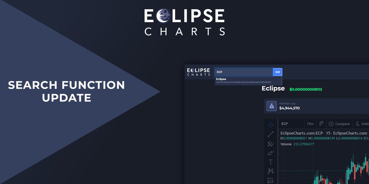 token_eclipse's tweet image. We have just updated our website's search functionality! You can now search for a token by symbol, full name or contract address. If not in our database, it will automatically be added once you search for it with the token address. More exciting updates to come! 🚀#eclipsetoken