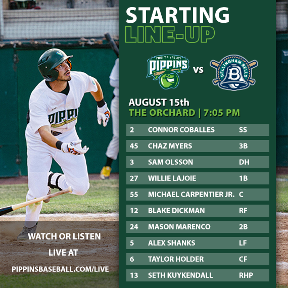 PippinsBaseball's tweet photo. It's do-or-die for the Pippins in game two, and here's how we'll line up!
π: 7:05 p.m.
π: The Orchard
π:@bhambells
πΊ: https://t.co/aANWNp9UAZ
Last Night's Recap: https://t.co/CcQn2SugJK
Today's Game Notes: https://t.co/8BmXRYxeQe
#yvpippins #morefunin21 https://t.co/ufi2fWA49Z