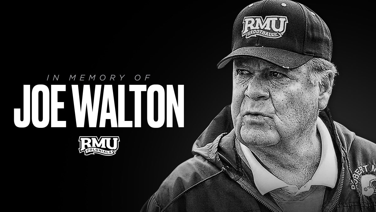 NECsports's tweet photo. We are saddened by the passing of #NECHOF Coach Joe Walton. 

He was a @NECFootball original, leading @RMU_Football into the newly-established football league in 1996. He guided the Colonials to six #NECFB titles during his tenure and touched countless lives. #RIPCoachWalton https://t.co/ma7jeRLMzi