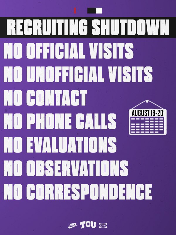 tcuwbb's tweet photo. ⚠️ Attention future Frogs ⚠️

Tomorrow we enter a recruiting shutdown through August 20th. 

Catch y’all on the flippity flip 😈🐸 https://t.co/tnVUKLOiUF