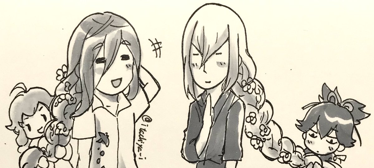 あ。そういえば弊本丸って、一定以上の髪の長さの男士は一度乱ちゃんにラプンツェルにされる謎ルールがあるんだったw
姫ちゃん、まんざらでもないだろうなぁw 
