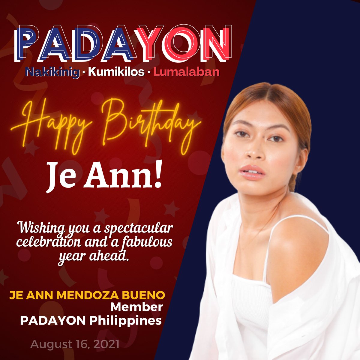 Padayon_PH's tweet photo. 𝐇𝐚𝐩𝐩𝐲 𝐁𝐢𝐫𝐭𝐡𝐝𝐚𝐲, 𝐉𝐞 𝐀𝐧𝐧! ✨

We, your PADAYON Philippines family, are wishing you to reach all your dreams for yourself, family, and country! Wishing you a blissful and blessed life. ❤

Padayon lang, Je Ann! 🇵🇭

#PADAYONPhilippines https://t.co/k79JV0LZ7h