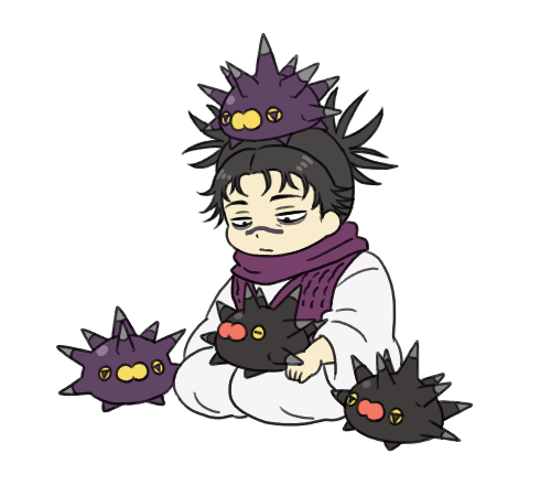 1boy pokemon (creature) black hair male focus sitting japanese clothes scarf  illustration images