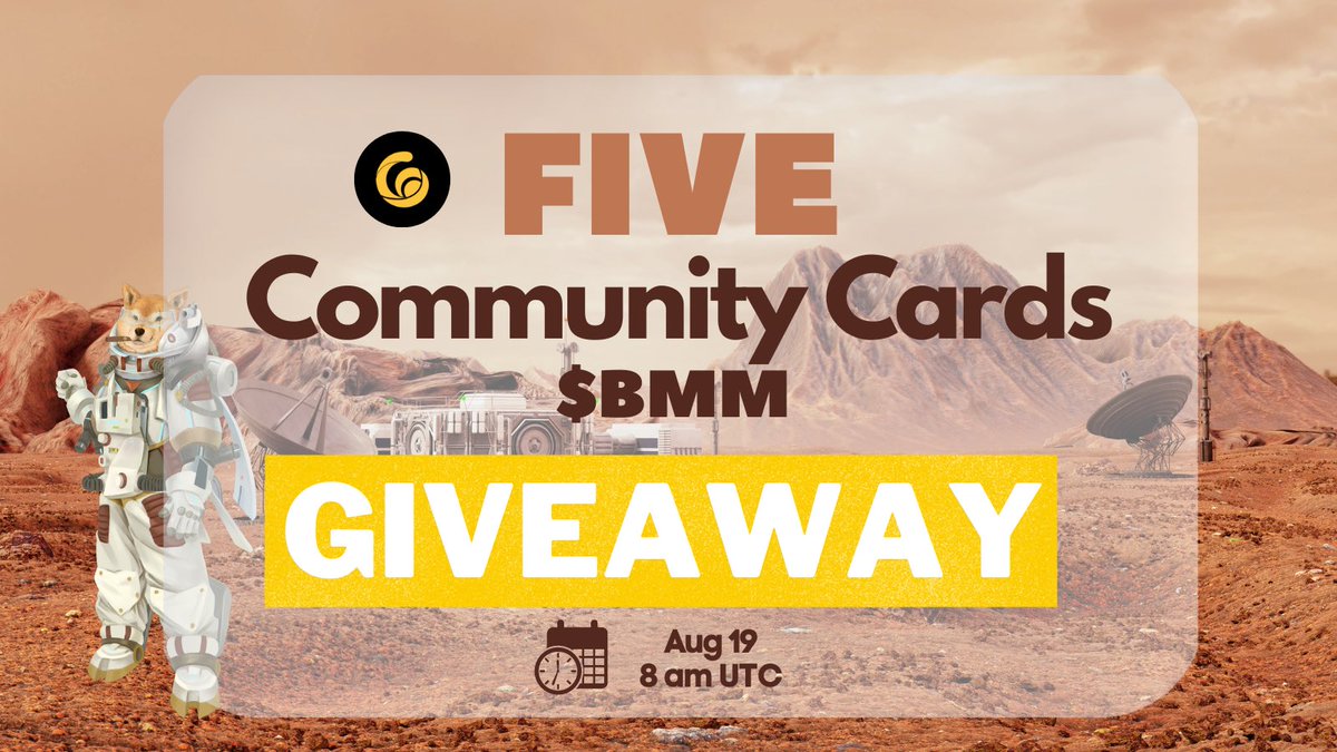 🎁 5 community cards $BMM 🎁
‼️GIVEAWAY‼️🚀🚀🚀
Rules:
-Follow <a href="/USMverse/">USMLab.bab</a> and <a href="/RadioCacaNFT/">Follow @RACA_3</a> ,RT, Like and Tag 3 friends
-Join TG: 
t.me/RadioCaca 
-Leave your TG and bsc address
We will randomly pick 5 users.
DDL: August 19, 8am UTC