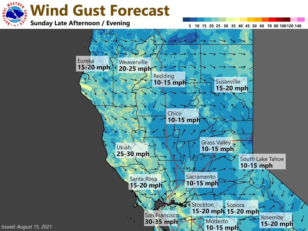 Danilla Sands on Twitter "WindForecast from NWS for Sunday 08/15/21
