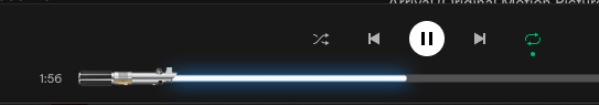 dexterbt1's tweet photo. Stumbled upon this cool little easter egg in #Spotify: lightsaber progress bar when I played the #StarWars OST https://t.co/UWf7QZyLKn