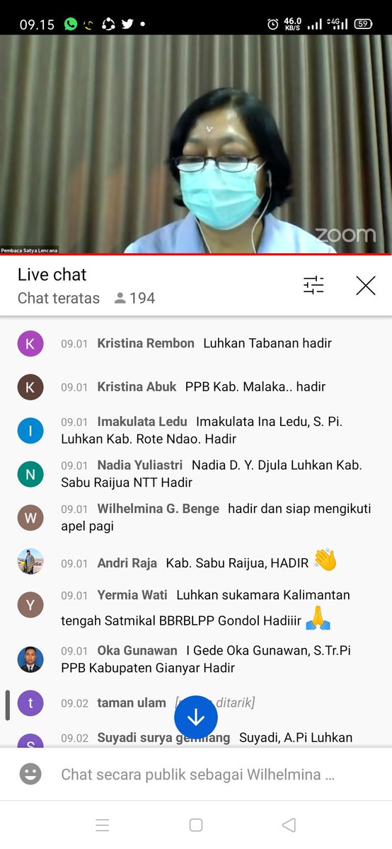 gabriella_mymy's tweet photo. Senin, 16/08/2021, Wilhelmina G. Benge, S.S.T.Pi l, Luhkan Kabupaten Ende, Mengikuti Apel Pagi Oleh Satminkal BBRBLPP GONDOL Secara Virtual #giatluhkansatminkalgondol #kabende @RISET_GONDOL @puslatluhkp @lapregiwati @brsdm_kp https://t.co/E4G0aVg09n