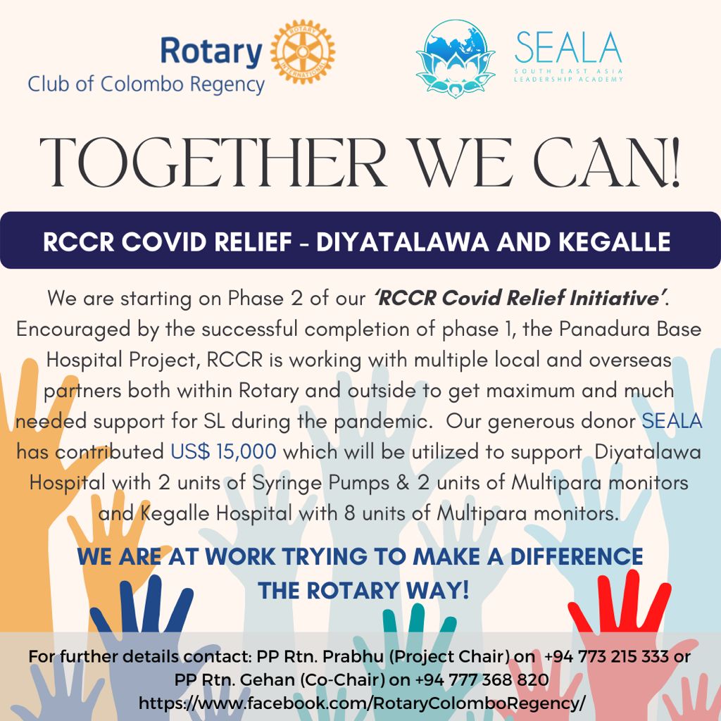 CMB_Regency's tweet image. RCCR COVID RELEIF - #DIYATALAWA AND #KEGALLE

Good work continues at #RCCR,
Phase 2 #covidreliefsl
This is only possible with the very generous support of our donor #SEALA #SoutheastAsia Leadership Academy
A BIG thank you. 
#rotary3220 @Rotary #rotarysrilanka
#srilankacovidreleif