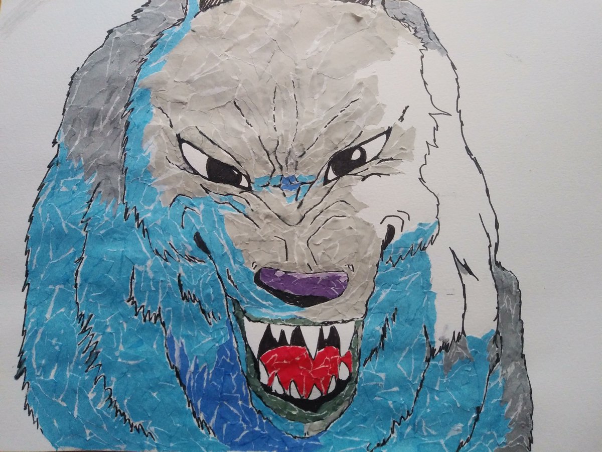 市川フー ちぎり絵 黙れ小僧 ちぎり絵 もののけ姫