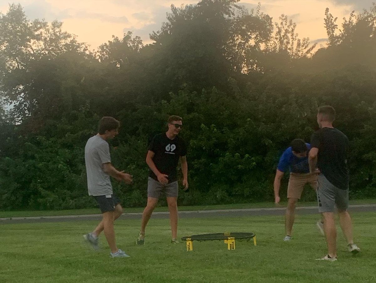 First full day on campus for the cross country team calls for some team bonding and spikeball!!