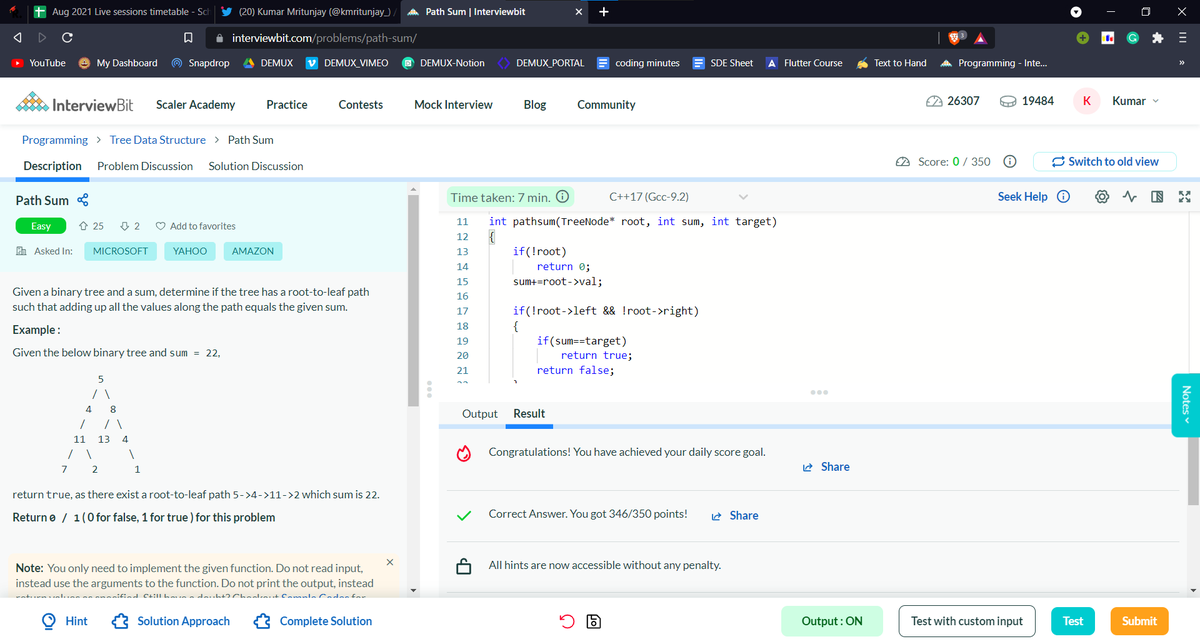 kmritunjay_'s tweet photo. Day 89/100 of #100DaysOfCode
Streak-87/100 of #100days_with_IB
#IB_coding_streak #scalerLearning #scaler100DoC
#codewithscaler
@scaler_official
Working on colour scheme for video calling app in flutter .
IB path sum problem in trees.
@interview_bit https://t.co/u2hUi14mKW